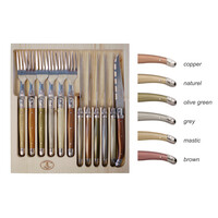 Laguiole Classic 6 Steak Knives & 6 Forks Mineral