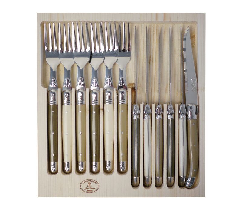 Laguiole Classic 6 Steakmesser & 6 Gabeln Leinen