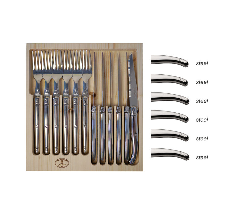 Laguiole Classic 6 Steak Knives & 6 Forks Stainless Steel