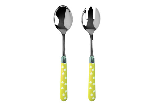 Multi Colour Couverts à Salade Coeurs Jaune