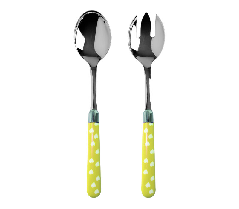 Multi Colour Couverts à Salade Coeurs Jaune