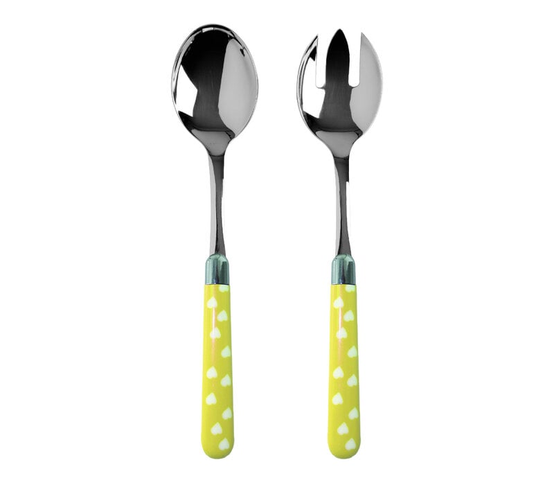 Multi Colour Couverts à Salade Coeurs Jaune