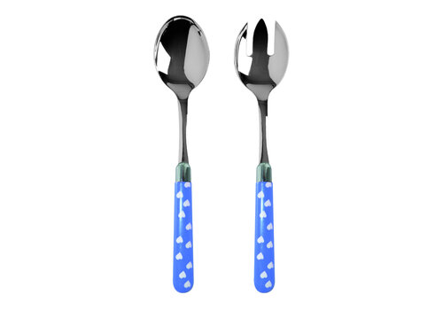 Multi Colour Couverts à Salade Coeurs Bleu Clair