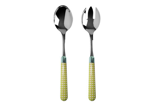 Multi Colour Multi Colour Salad Servers Checkered Yellow