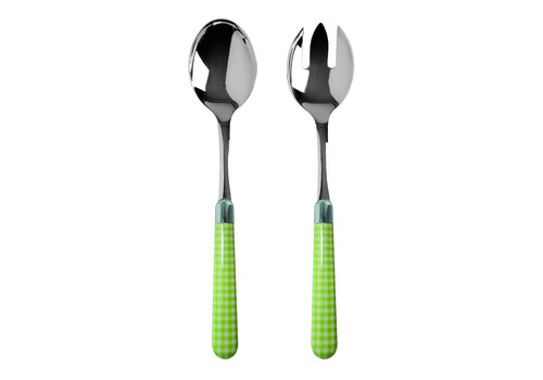 Multi Colour Salad Servers Checkered Green