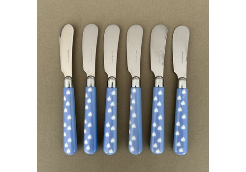 Kom Amsterdam Multi Colour 6 Couteaux à Beurre Coeurs Bleu Clair