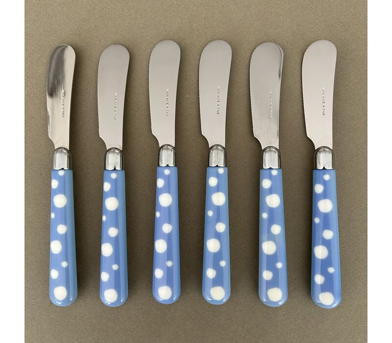 Multi Colour 6 Couteaux à Beurre Points Bleu Clair