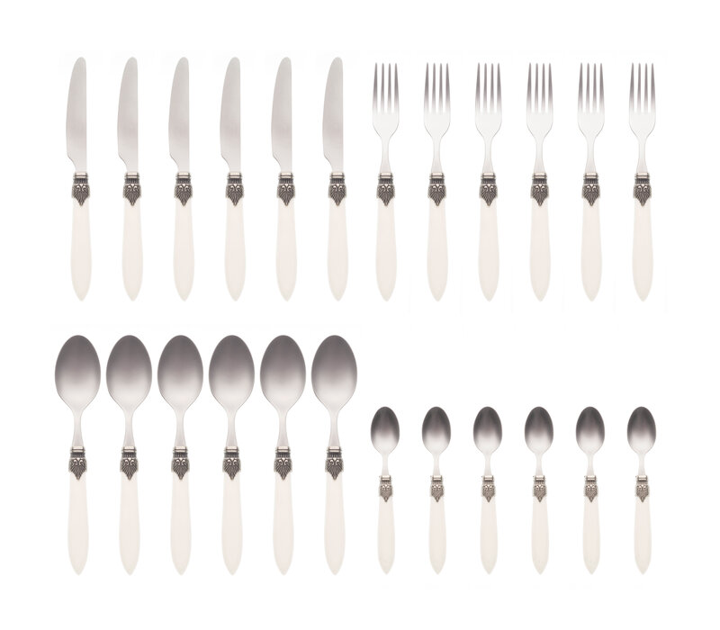 Murano 24-piece Dinner Cutlery Matte Ivory in Box