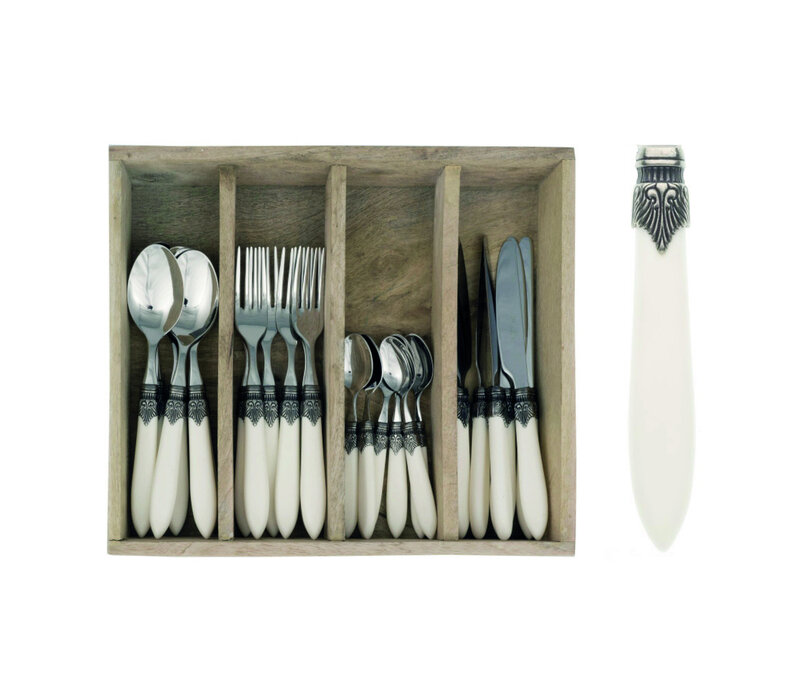 Murano Service à Dîner 24 Pièces Ivoire Mat dans un Coffret