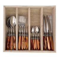 Murano Couverts de table (24 pièces) – Pour 6 personnes – Orange dans un coffret en bois | Design italien