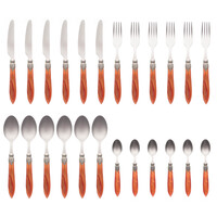 Murano Dinner Cutlery (24-piece) – For 6 People – Orange in Wooden Box | Italian Design