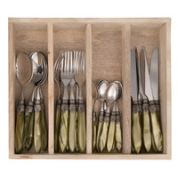 Murano 24-piece Dinner Cutlery Olive Green in Box