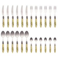 Murano Dinner Cutlery (24-piece) – For 6 People – Olive in Wooden Box | Italian Design