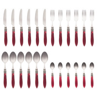 Murano Tafelbesteck (24-teilig) – Für 6 Personen – Bordeaux in Holzbox | Italienisches Design