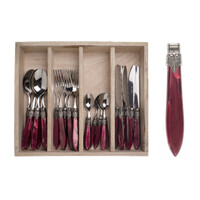 Murano 24-piece Dinner Cutlery Burgundy Red in Box