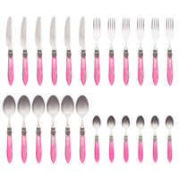 Murano Dinner Cutlery (24-piece) – For 6 People – Pink in Wooden Box | Italian Design