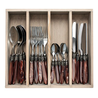 Murano Dinner Cutlery (24-piece) – For 6 People – Brown in Wooden Box | Italian Design