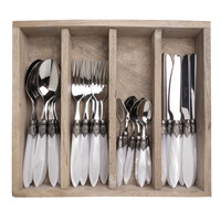Murano Dinner Cutlery (24-piece) – For 6 People – White in Wooden Box | Italian Design