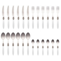 Murano Dinner Cutlery (24-piece) – For 6 People – White in Wooden Box | Italian Design