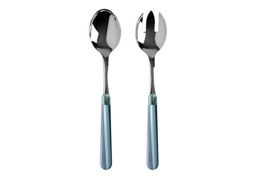 Kom Amsterdam Multi Colour Salad Servers Stripes Gray