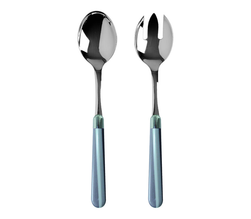 Multi Colour Salad Servers Stripes Grey