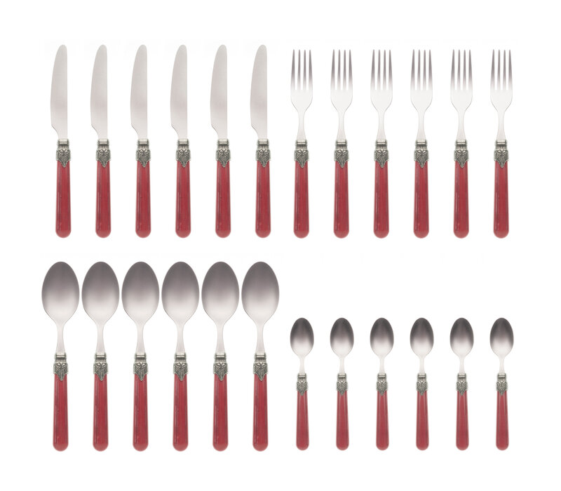 Vintage 24-teiliges Besteck Pfeffer Rot in Holzbox