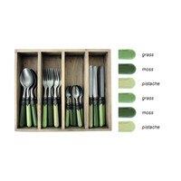 Vintage 24-piece Dinner Cutlery Jungle Mix in Wooden Box