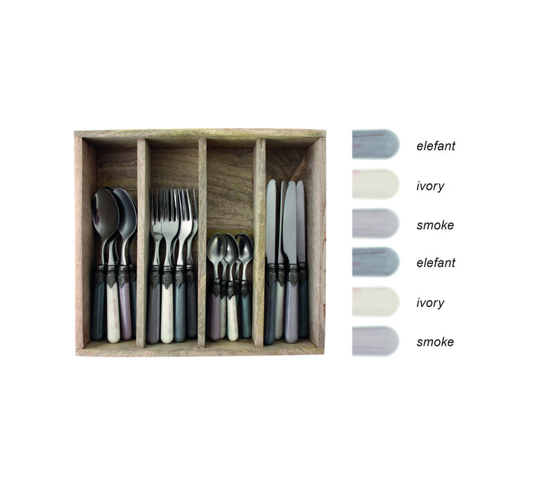 Vintage 24-piece Dinner Cutlery Storm Mix in Wooden Box