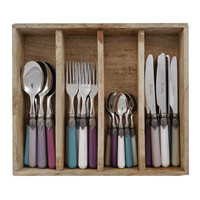 Vintage 24-piece Dinner Cutlery Mixed in Wooden Box