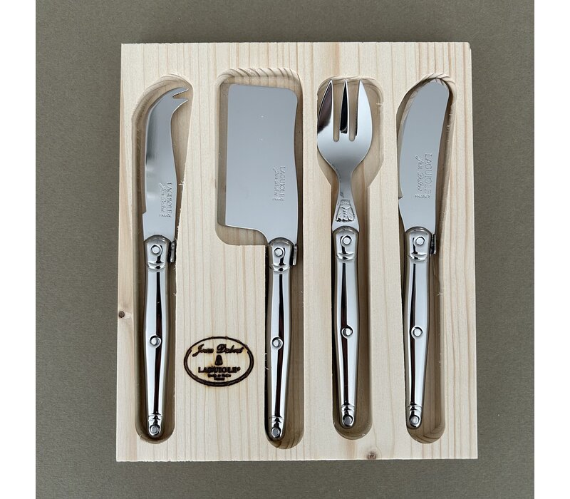 Laguiole Classic Couverts à Fromage 4 Pièces Petit Acier Inox