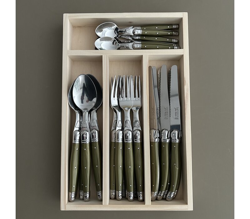 Laguiole Classic Cutlery set 24-piece Olive Green