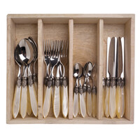 Murano Couverts de table (24 pièces) – Pour 6 personnes – Crème dans un coffret en bois | Design italien