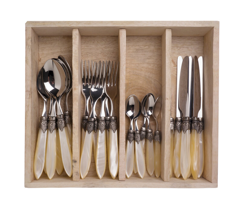 Murano Service à Dîner 24 Pièces Crème dans un Coffret