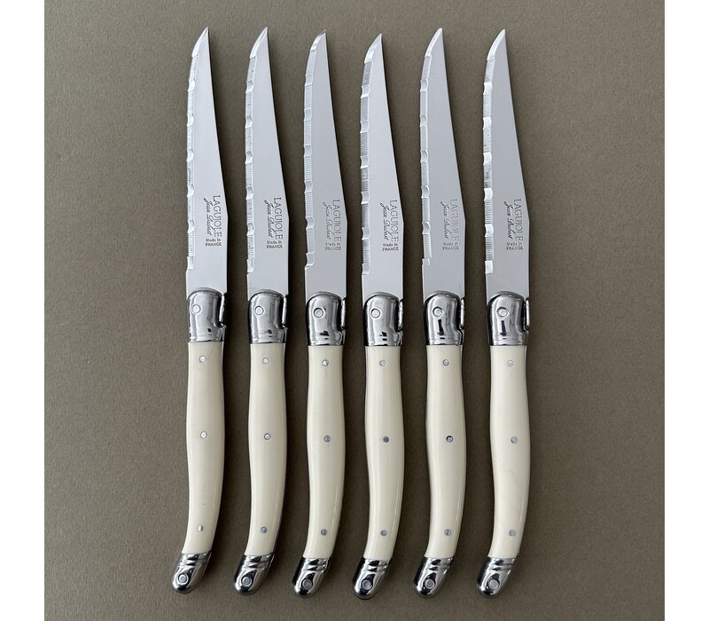 Laguiole Classic 6 Steakmessen Ivoorkleur in Kistje
