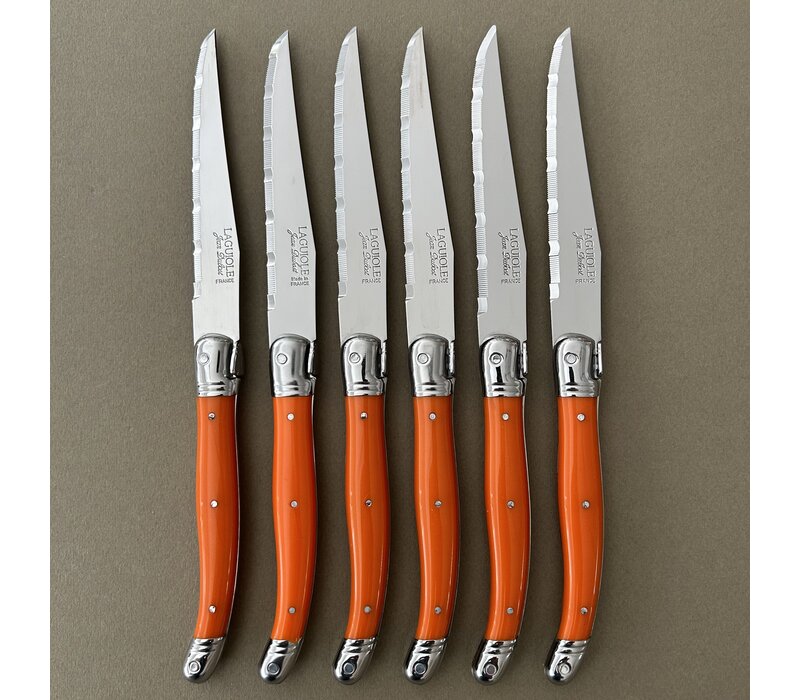 Laguiole 6 Classic Steakmesser Orange in Holzbox