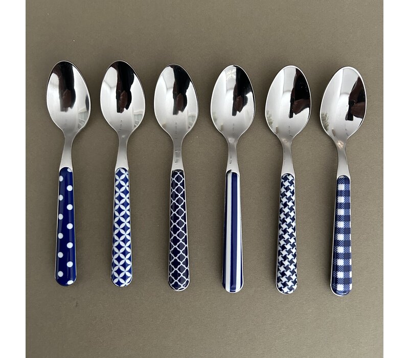 6 Kleine Löffel 'Provence Mix' Blau
