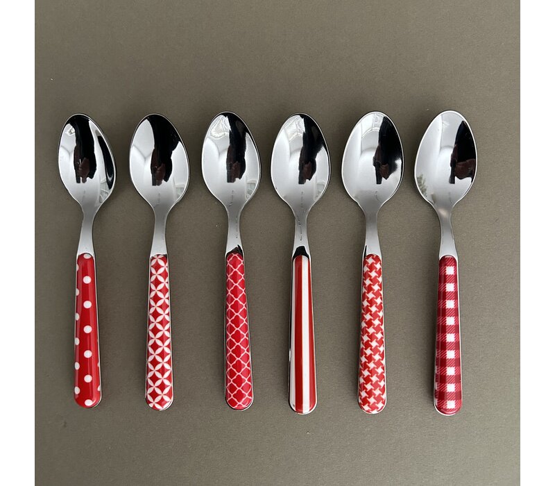 6 Small Spoons 'Provence Mix' Red