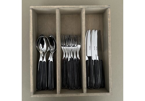 Wood Style 18-piece Breakfast Cutlery “Ebony” in Wooden Box