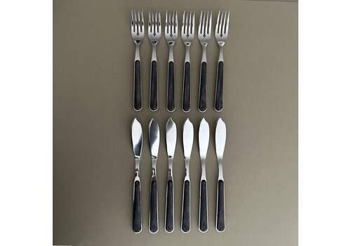 Wood Style 12-piece Fish Cutlery “Ebony”