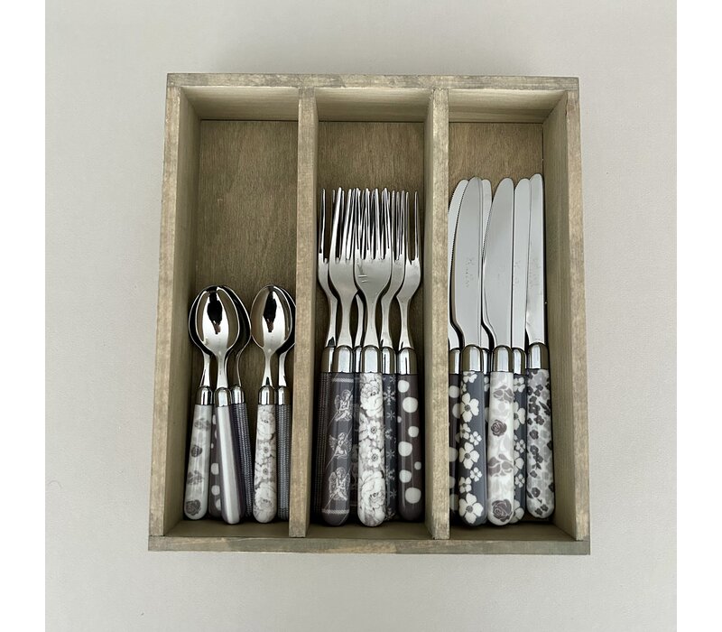 Multi Colour 18-teiliges Besteck-Set Gemischte Dekore Grau