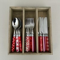 Multi Colour 18-teiliges Besteck-Set Gemischte Dekore Rot