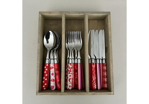 Kom Amsterdam Multi Colour 18-delige Bestekset Gemixte Decors Rood