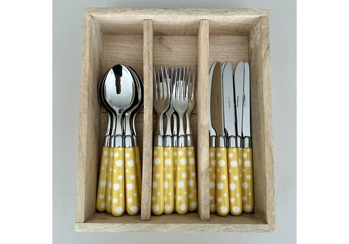 Kom Amsterdam Multi Colour 18-piece Cutlery Set Yellow Dotted