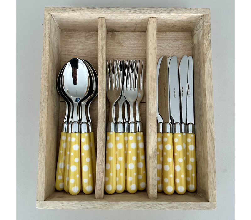 Multi Colour 18-piece Cutlery Set Yellow Dotted