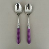 Multi Colour Salad Servers Checkered Violet