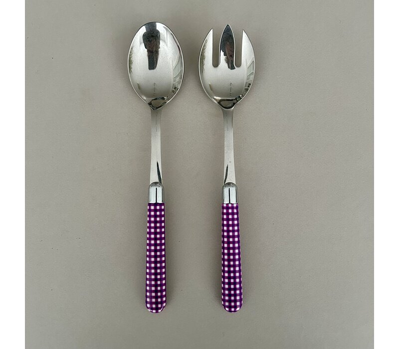 Multi Colour Salatbesteck Kariert Violett