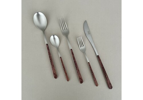 Kom Amsterdam Oriental Design 5-teiliges Tafelbesteck aus Akazie