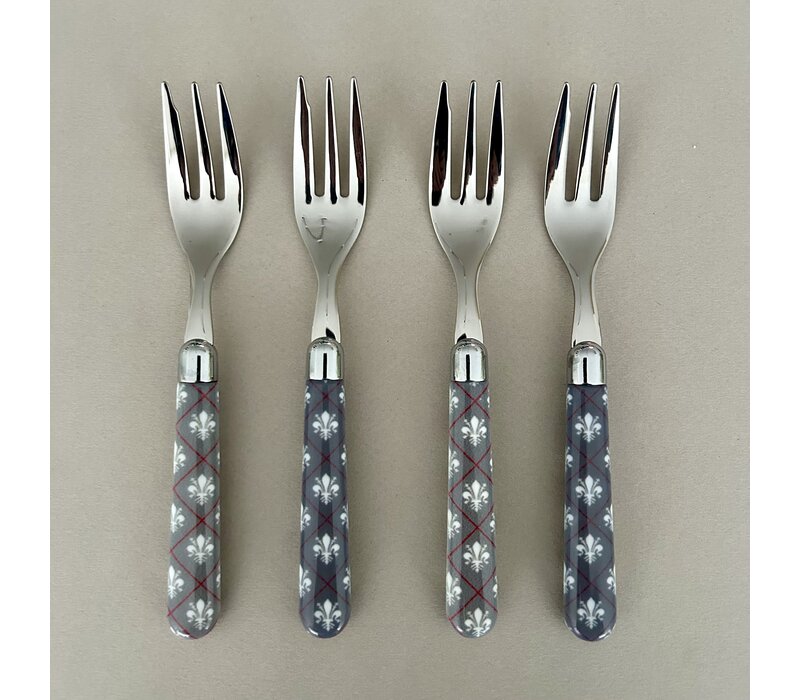 Multi Colour 4 Cake Forks Grey