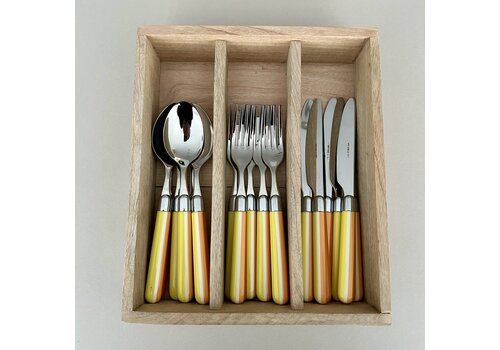 Kom Amsterdam Multi Colour 18-teiliges Besteck-Set Gelb Gestreift
