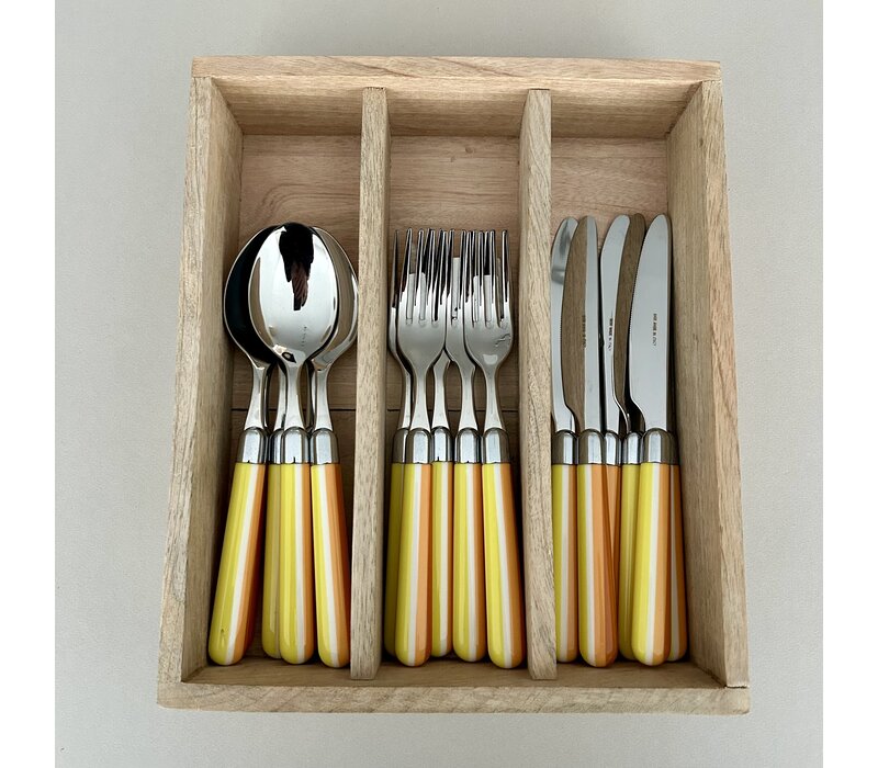 Multi Colour 18-piece Cutlery Set Yellow Striped